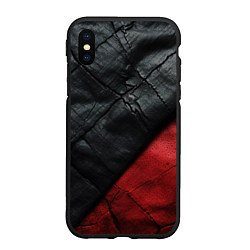 Чехол iPhone XS Max матовый Черно - красная кожа, цвет: 3D-черный