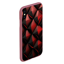 Чехол iPhone XS Max матовый Объемная текстура красная кожа, цвет: 3D-малиновый — фото 2