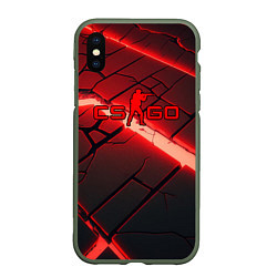 Чехол iPhone XS Max матовый CS GO red neon, цвет: 3D-темно-зеленый