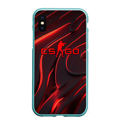 Чехол iPhone XS Max матовый CSGO red abstract, цвет: 3D-мятный