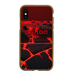 Чехол iPhone XS Max матовый CS GO red neon texture, цвет: 3D-коричневый