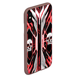 Чехол iPhone XS Max матовый Красные кибер черепа, цвет: 3D-коричневый — фото 2