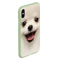 Чехол iPhone XS Max матовый Белая собачка - Померанский Шпиц, цвет: 3D-салатовый — фото 2