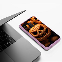 Чехол iPhone XS Max матовый Pumpkin Halloween, цвет: 3D-сиреневый — фото 2