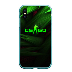 Чехол iPhone XS Max матовый CS GO green logo, цвет: 3D-мятный