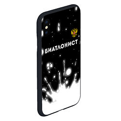 Чехол iPhone XS Max матовый Биатлонист из России и герб РФ: символ сверху, цвет: 3D-черный — фото 2