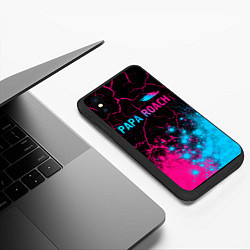 Чехол iPhone XS Max матовый Papa Roach - neon gradient: символ сверху, цвет: 3D-черный — фото 2