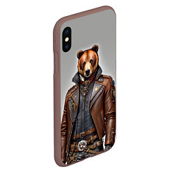 Чехол iPhone XS Max матовый Cool bear - steampunk - neural network, цвет: 3D-коричневый — фото 2