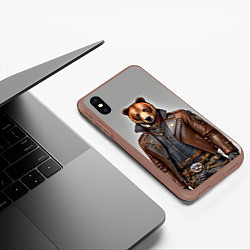 Чехол iPhone XS Max матовый Cool bear - steampunk - neural network, цвет: 3D-коричневый — фото 2