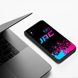 Чехол iPhone XS Max матовый JAC - neon gradient: символ сверху, цвет: 3D-черный — фото 2