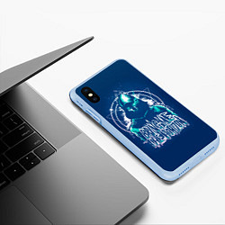 Чехол iPhone XS Max матовый Bring Me The Horizon Scull, цвет: 3D-голубой — фото 2