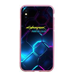 Чехол iPhone XS Max матовый Neon cyberpunk logo