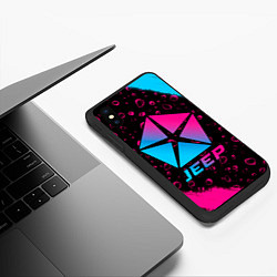 Чехол iPhone XS Max матовый Jeep - neon gradient, цвет: 3D-черный — фото 2