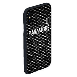 Чехол iPhone XS Max матовый Paramore glitch на темном фоне: символ сверху, цвет: 3D-черный — фото 2
