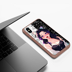 Чехол iPhone XS Max матовый Шинобу Кочо ахегао - Клинок демонов, цвет: 3D-коричневый — фото 2