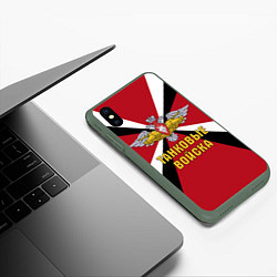 Чехол iPhone XS Max матовый Танковые Войска - герб, цвет: 3D-темно-зеленый — фото 2