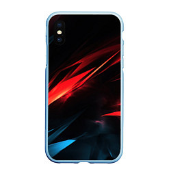 Чехол iPhone XS Max матовый Red black abstract, цвет: 3D-голубой