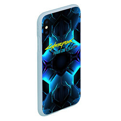 Чехол iPhone XS Max матовый Cyberpunk 2077 neon texture, цвет: 3D-голубой — фото 2