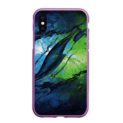 Чехол iPhone XS Max матовый Green blue abstract, цвет: 3D-фиолетовый