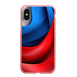 Чехол iPhone XS Max матовый Абстракция белый синий красный, цвет: 3D-баблгам