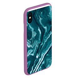 Чехол iPhone XS Max матовый Текстура зелёного малахита, цвет: 3D-фиолетовый — фото 2