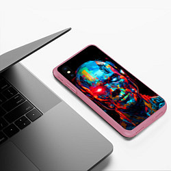 Чехол iPhone XS Max матовый AI Робот digital pop-art, цвет: 3D-малиновый — фото 2