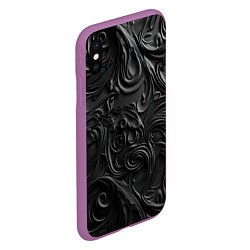 Чехол iPhone XS Max матовый Черная текстура из кожи с узорами, цвет: 3D-фиолетовый — фото 2