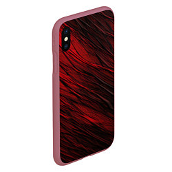 Чехол iPhone XS Max матовый Black red texture, цвет: 3D-малиновый — фото 2