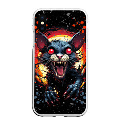 Чехол iPhone XS Max матовый Кот зомби - comics art style, цвет: 3D-белый