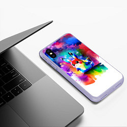 Чехол iPhone XS Max матовый Акварельный пикачу - живопись, цвет: 3D-светло-сиреневый — фото 2