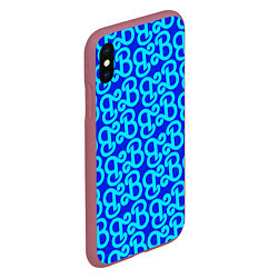 Чехол iPhone XS Max матовый Логотип Барби - синий паттерн, цвет: 3D-малиновый — фото 2