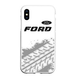 Чехол iPhone XS Max матовый Ford speed на светлом фоне со следами шин: символ