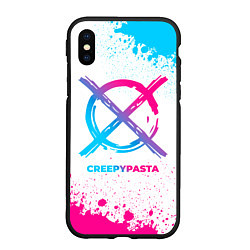 Чехол iPhone XS Max матовый CreepyPasta neon gradient style, цвет: 3D-черный