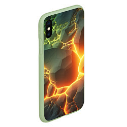 Чехол iPhone XS Max матовый Валуны в лаве, цвет: 3D-салатовый — фото 2