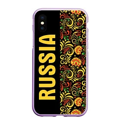 Чехол iPhone XS Max матовый Russia хохлома, цвет: 3D-сиреневый