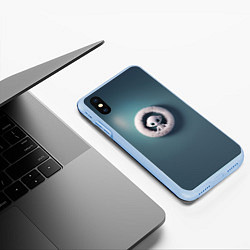 Чехол iPhone XS Max матовый Забавный зеленоглазый пришелец, цвет: 3D-голубой — фото 2