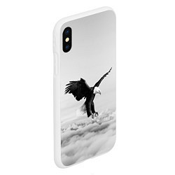 Чехол iPhone XS Max матовый Орёл в облаках черно-белый, цвет: 3D-белый — фото 2
