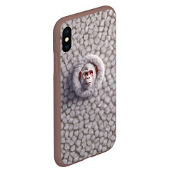 Чехол iPhone XS Max матовый Забавная белая обезьяна, цвет: 3D-коричневый — фото 2