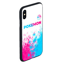 Чехол iPhone XS Max матовый Pokemon neon gradient style: символ сверху, цвет: 3D-черный — фото 2