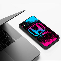 Чехол iPhone XS Max матовый Honda - neon gradient, цвет: 3D-черный — фото 2