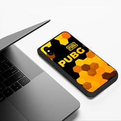 Чехол iPhone XS Max матовый PUBG - gold gradient: символ сверху, цвет: 3D-черный — фото 2