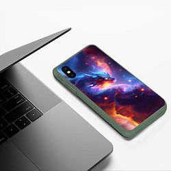 Чехол iPhone XS Max матовый Туманность дракона, цвет: 3D-темно-зеленый — фото 2