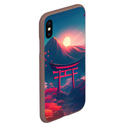 Чехол iPhone XS Max матовый Japan gate drawing, цвет: 3D-коричневый — фото 2