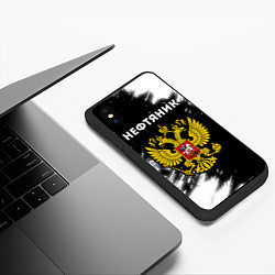 Чехол iPhone XS Max матовый Нефтяник из России и герб РФ, цвет: 3D-черный — фото 2