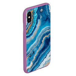 Чехол iPhone XS Max матовый Текстура голубого океанического агата, цвет: 3D-фиолетовый — фото 2