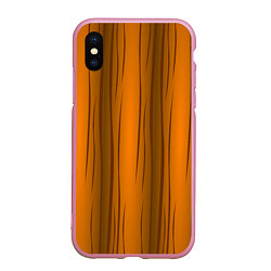 Чехол iPhone XS Max матовый Текстура бревна вертикальные, цвет: 3D-розовый