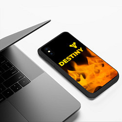 Чехол iPhone XS Max матовый Destiny - gold gradient: символ сверху, цвет: 3D-черный — фото 2