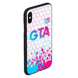 Чехол iPhone XS Max матовый GTA neon gradient style: символ сверху, цвет: 3D-черный — фото 2