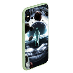 Чехол iPhone XS Max матовый Black hole astronaut, цвет: 3D-салатовый — фото 2