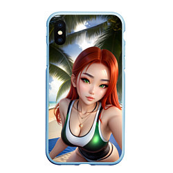 Чехол iPhone XS Max матовый Девушка с рыжими волосами на пляже